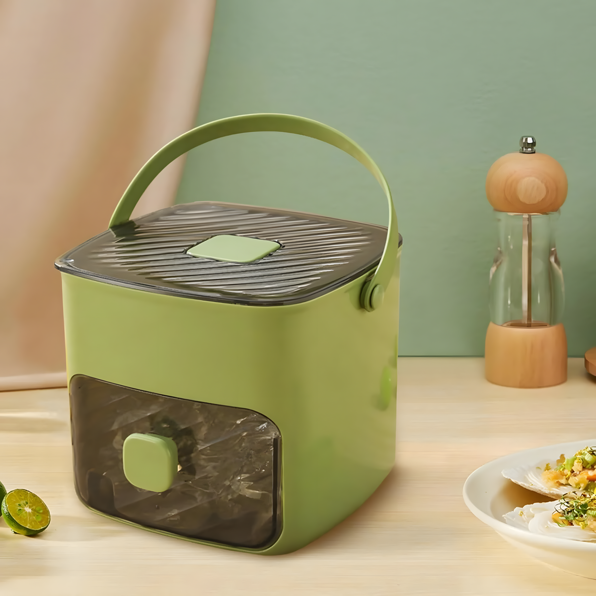 Portable Household Layer Ice Cube with Storage Bin & Lid