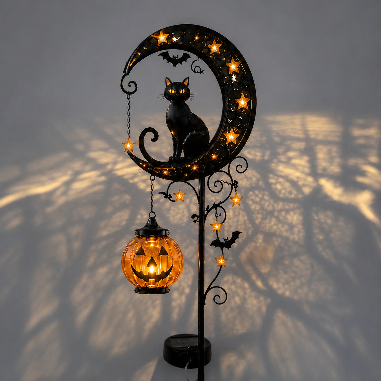 π₯ 50% OFF TODAY π» Solar Halloween Garden Stake Light with Black Cat & Pumpkin