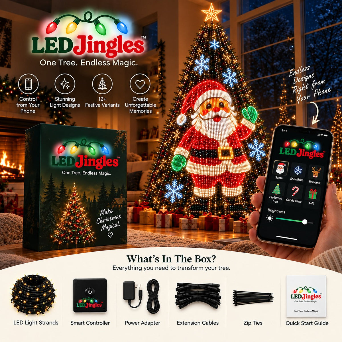 🎄 Smart RGB Christmas Tree Waterfall Lights | DIY Patterns, Music Sync & App Control