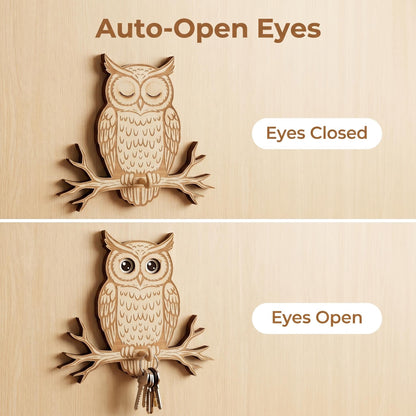 🦉Handmade Wooden Owl Interactive Mechanism Wall Hook