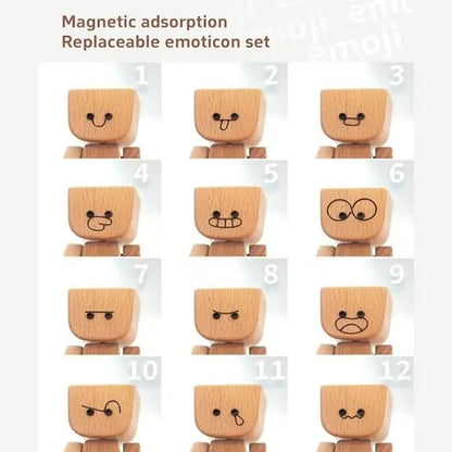 Shaking Feet Wooden Doll - Sways with 12 Pcs Magnetic Expressions