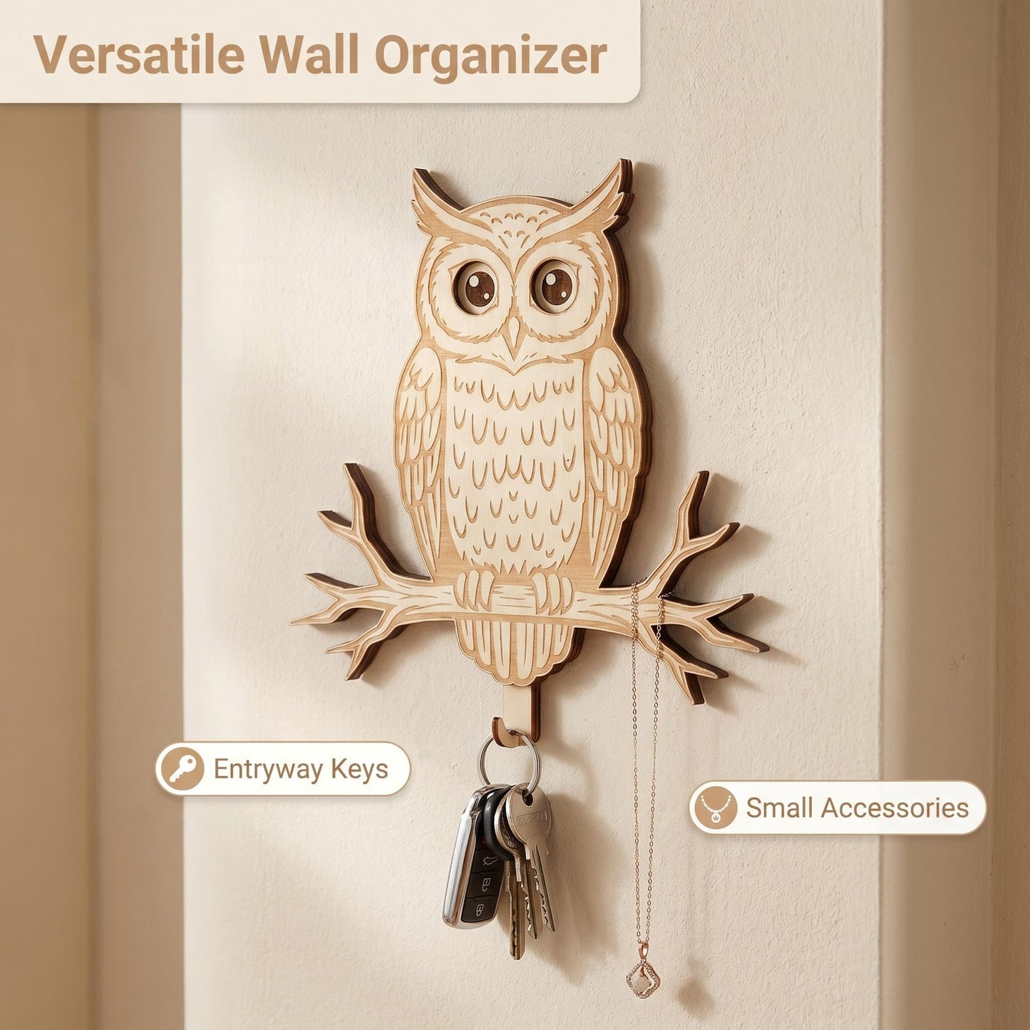 🦉Handmade Wooden Owl Interactive Mechanism Wall Hook