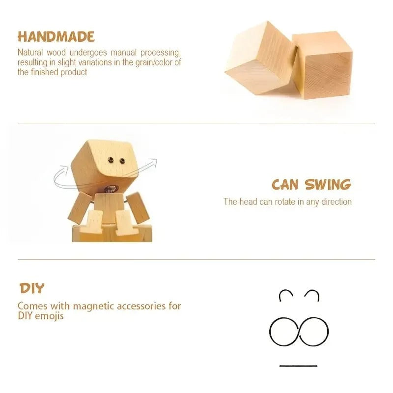 Shaking Feet Wooden Doll - Sways with 12 Pcs Magnetic Expressions