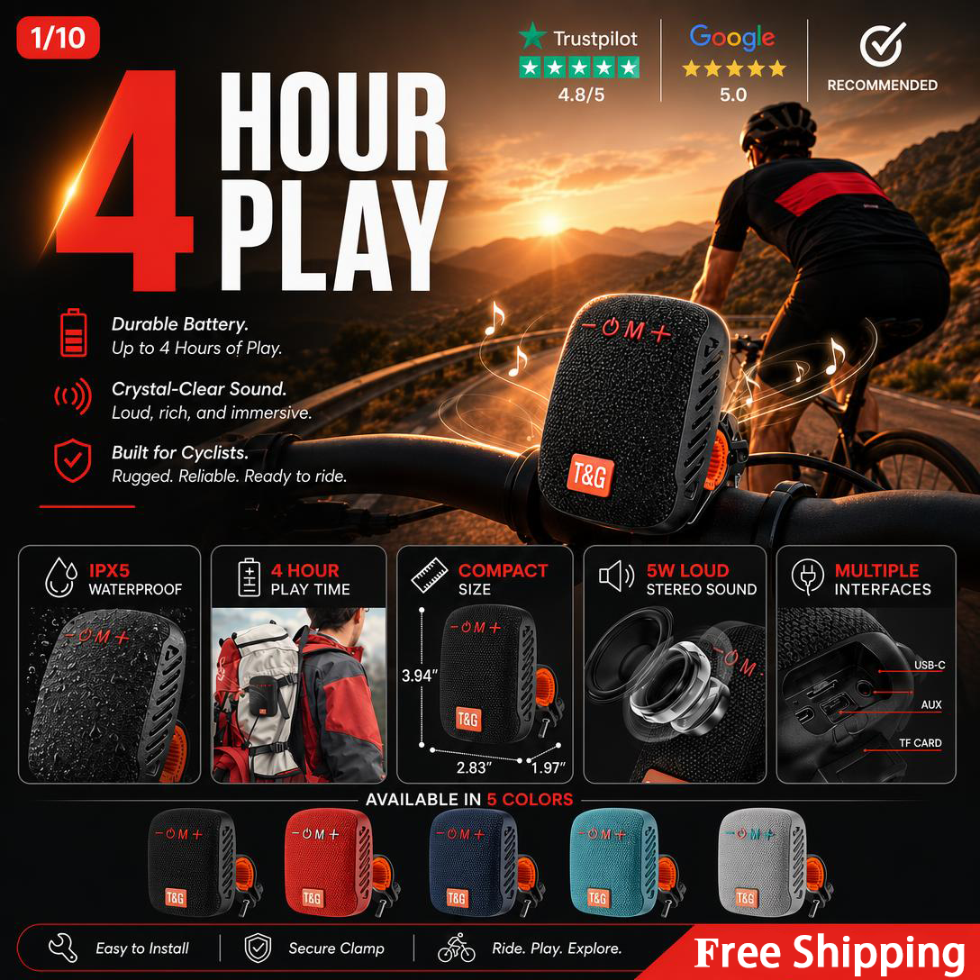 🔥Waterproof Bicycle Bluetooth Speaker with Mounting Bracket