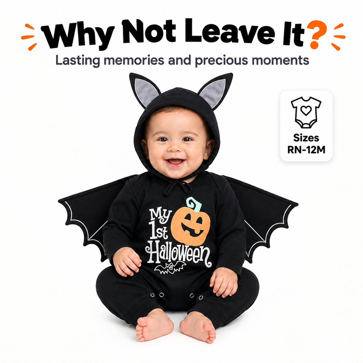 FINAL CLEARANCE: BABY BAT COSTUME(Black photo frame)