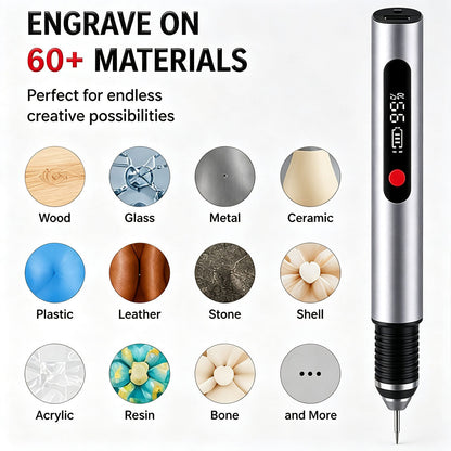 Ultimate Cordless Engraving Pen - Engrave 60+ Surfaces - 30 Bits & Mastery Guide