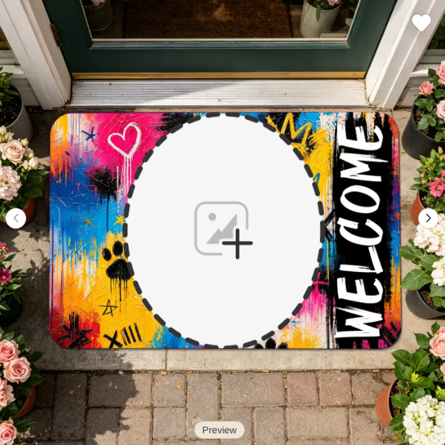 Personalized Graffiti Art Oil Painting Dog Cat Photo Anti‑Slip Welcome Doormat with Name Home Decor Housewarming Gift for Pet Lovers