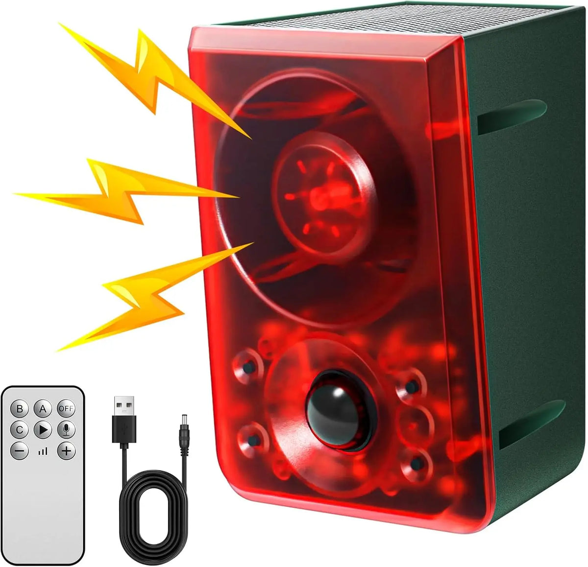 ☀️ Solar Motion Sensor Animal Deterrent – 130dB Alarm with Custom Recording & Flashing Light