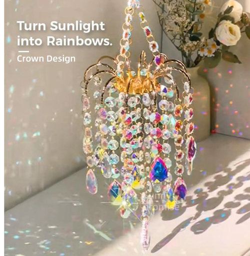 Gold-Tone Crown-Shaped Crystal Suncatcher Rainbow Maker,