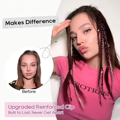 🔥2026 Boho Dreadlock Clip-In Hair Extensions 🌿 – 20" Braided Hair with Beads & Charms