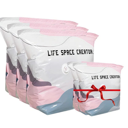 💐 BUY 2 GET 1 FREE!🧳No‐Pump Vacuum Storage Compression Bags – Press & Seal, No Pump Needed. Saves 80% Space, Keeps Clothes Dry & Dust‐Free✨