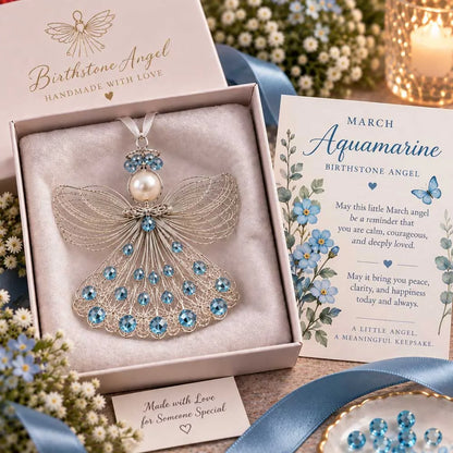 ⏳ Last Day 50% OFF – 👼Handmade Birthstone Angel Wire Ornament |12 Meaningful Birthstone Colors with Keepsake Card ✨