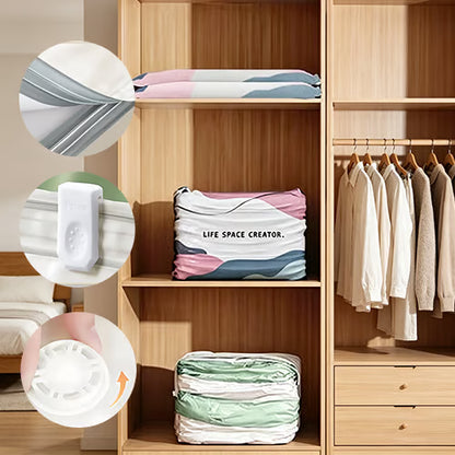 💐 BUY 2 GET 1 FREE!🧳No‐Pump Vacuum Storage Compression Bags – Press & Seal, No Pump Needed. Saves 80% Space, Keeps Clothes Dry & Dust‐Free✨