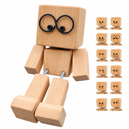 Shaking Feet Wooden Doll - Sways with 12 Pcs Magnetic Expressions