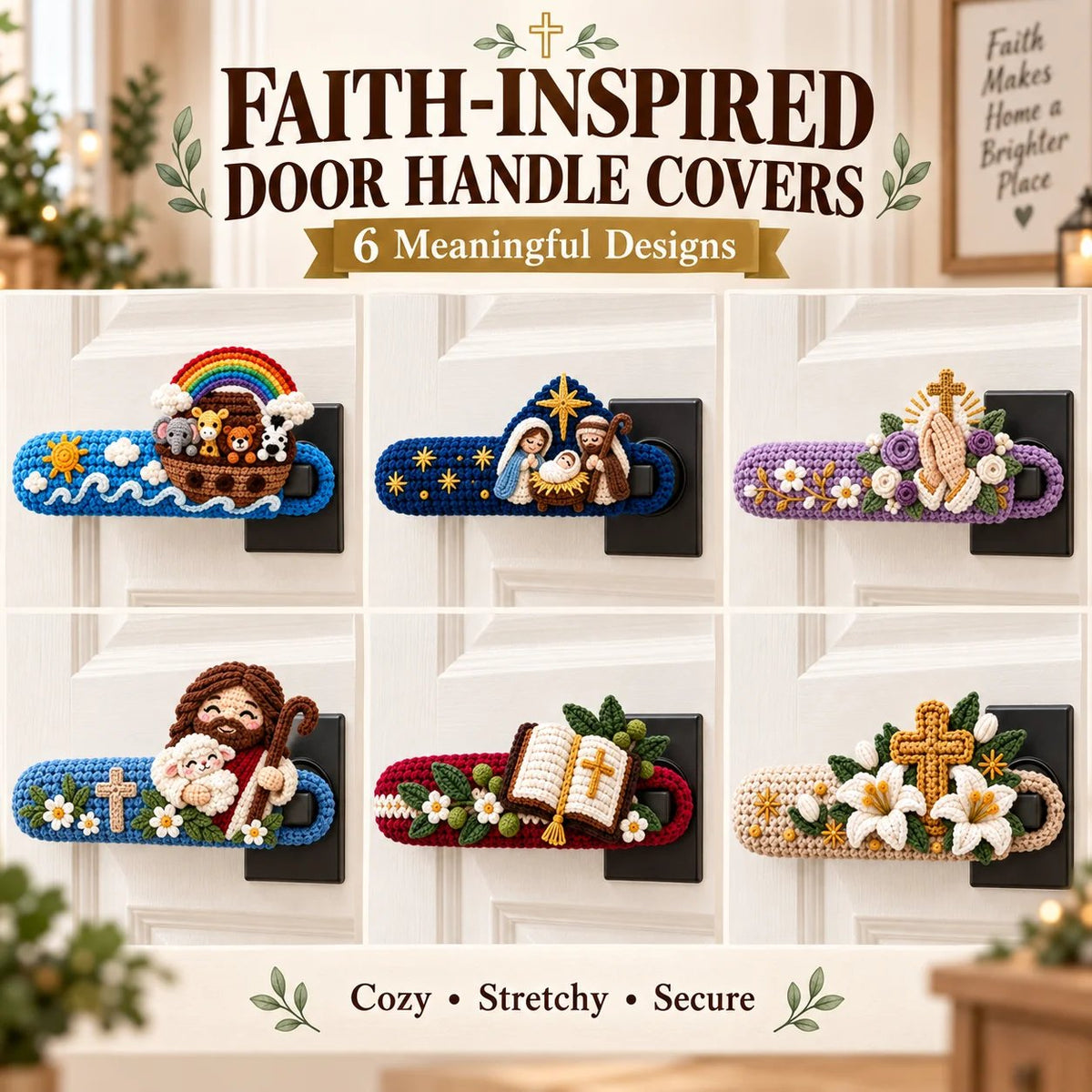 🔥Hand-Crocheted Blessing Door Handle Covers – Warm Handmade Home Decor