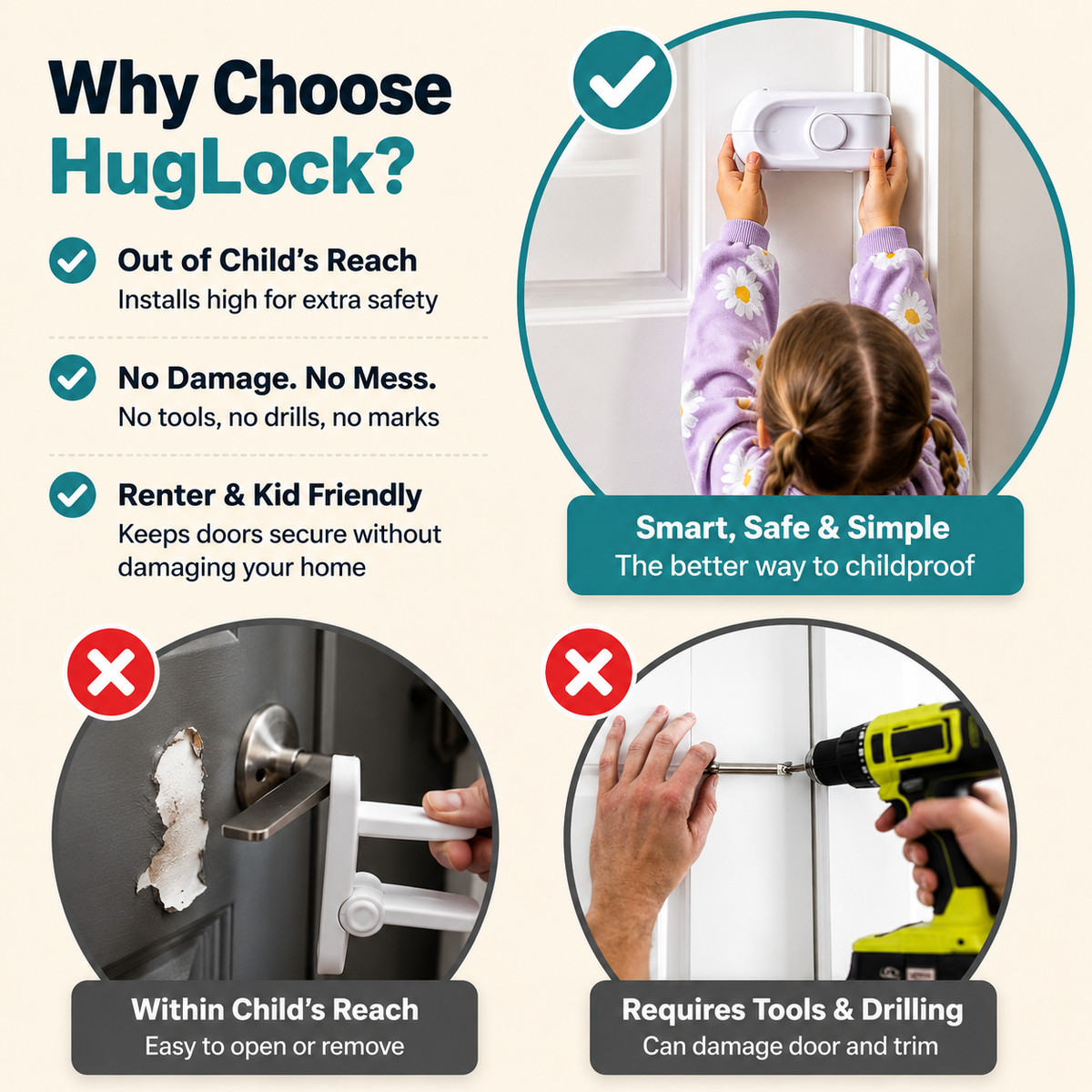 The Snap-On Door Lock Kids Can't Reach or Defeat