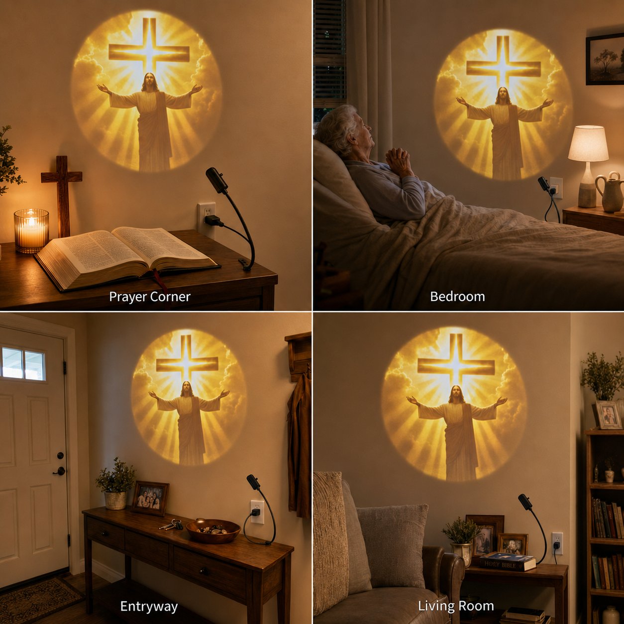 🙏 USB Jesus Wall Projection Lamp – Bring Peaceful Worship Glow Into Your Home