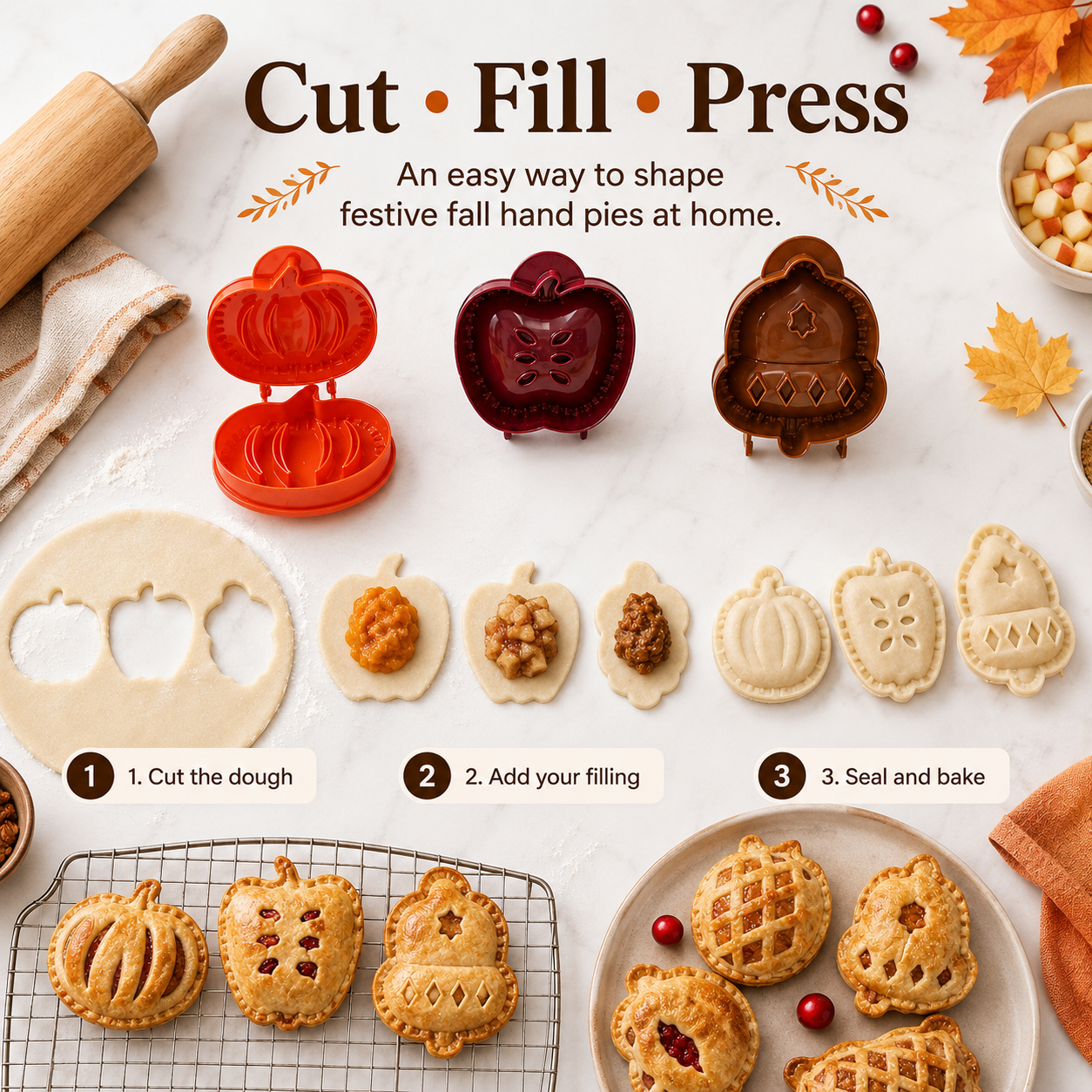 6 Pack Hand Pie Molds – Dough Presser for Mini Pocket Pies Baking