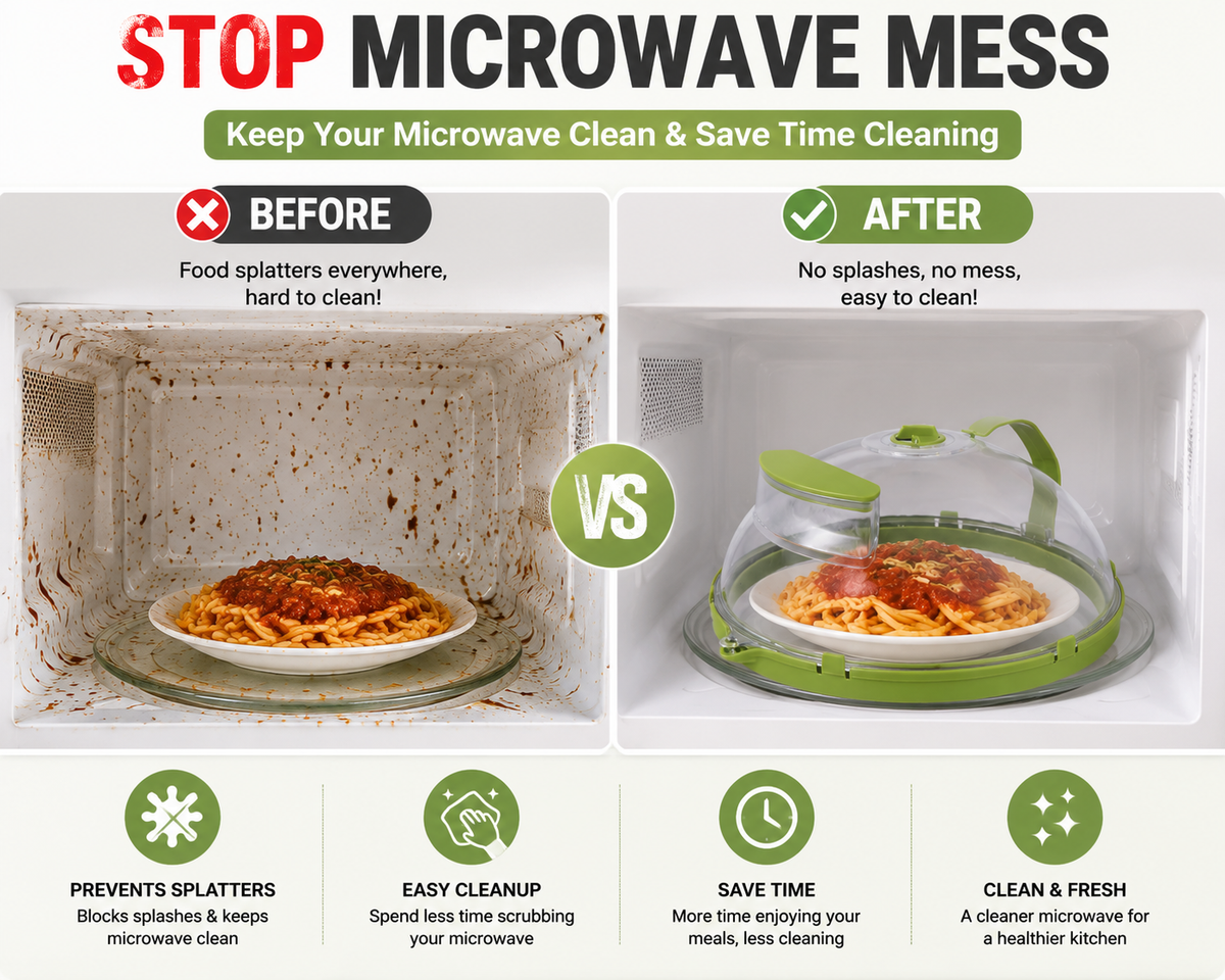 🔥 50% OFF TODAY | 🍲 Collapsible Microwave Splatter Cover – Steam Vent Food Cover For Cleaner Microwave & Easy Kitchen Storage