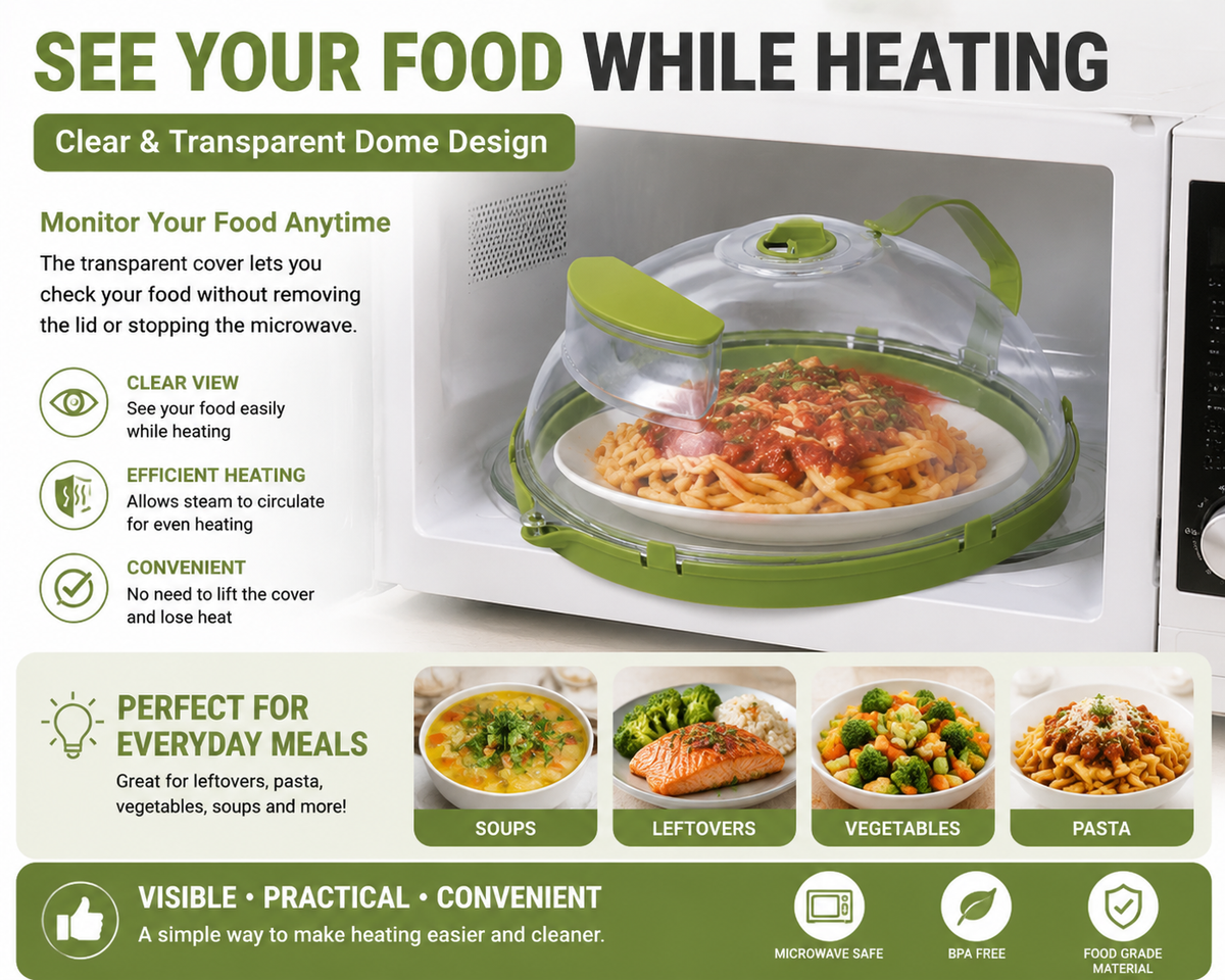 🔥 50% OFF TODAY | 🍲 Collapsible Microwave Splatter Cover – Steam Vent Food Cover For Cleaner Microwave & Easy Kitchen Storage