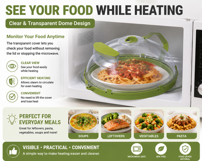 🔥 50% OFF TODAY | 🍲 Collapsible Microwave Splatter Cover – Steam Vent Food Cover For Cleaner Microwave & Easy Kitchen Storage