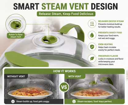 🔥 50% OFF TODAY | 🍲 Collapsible Microwave Splatter Cover – Steam Vent Food Cover For Cleaner Microwave & Easy Kitchen Storage