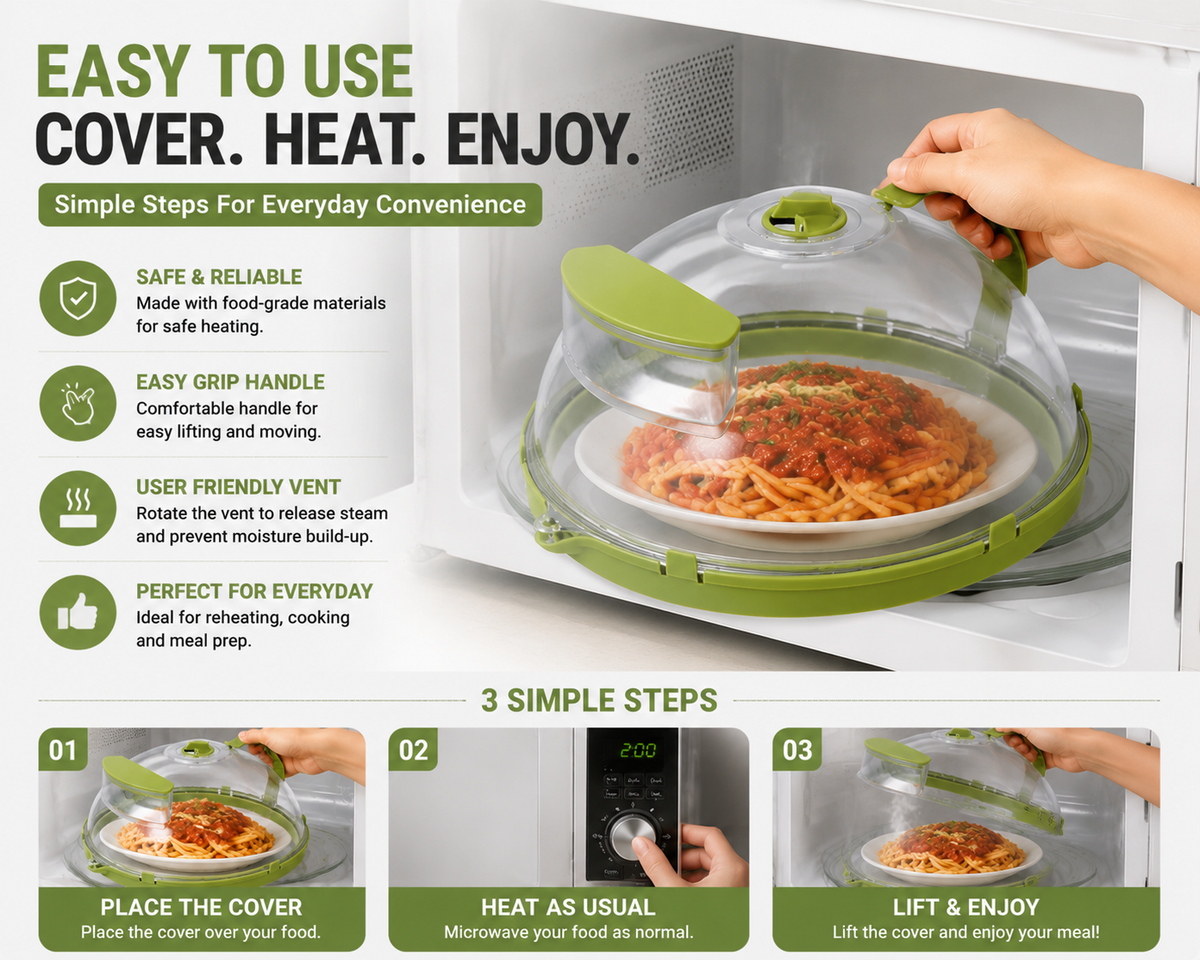 🔥 50% OFF TODAY | 🍲 Collapsible Microwave Splatter Cover – Steam Vent Food Cover For Cleaner Microwave & Easy Kitchen Storage