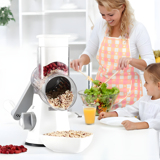 Hand Crank Rotary Cheese Grater 3-in-1 Stainless Steel Vegetable Shredder Slicer