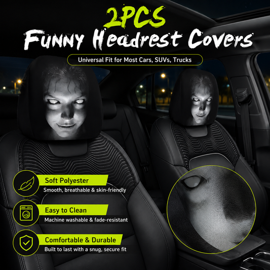 2Pcs Funny Cartoon Car Headrest Covers