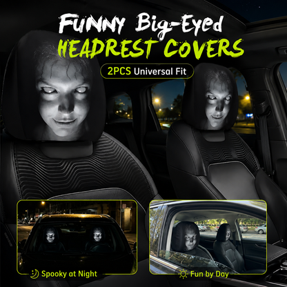2Pcs Funny Cartoon Car Headrest Covers