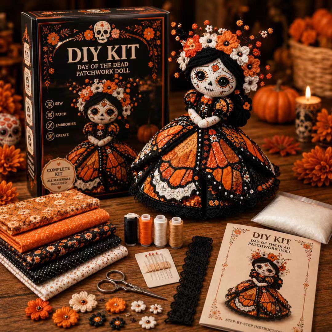 🔥LAST DAY 50% OFF - 🎃Day of the Dead Patchwork Doll DIY Sewing Kit