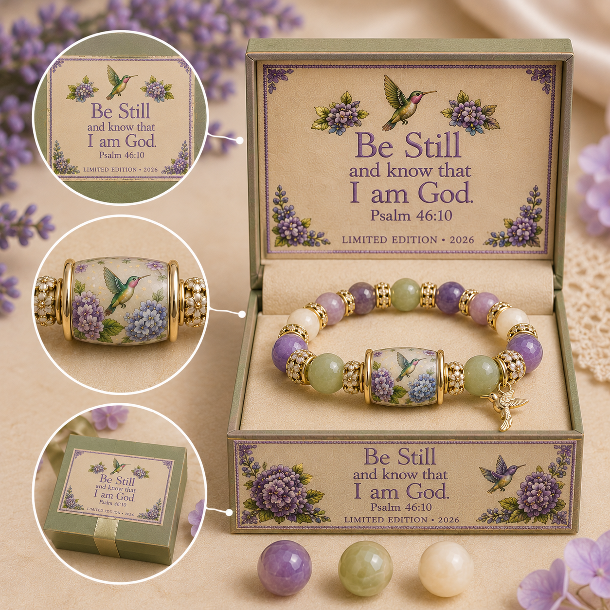 💜Hummingbird Garden Faith Bracelet