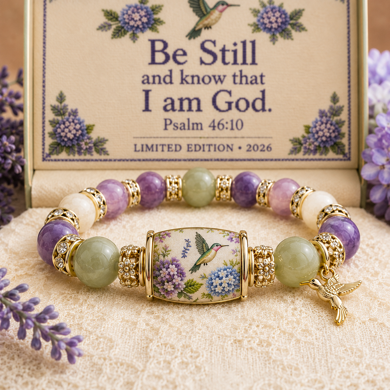 💜Hummingbird Garden Faith Bracelet