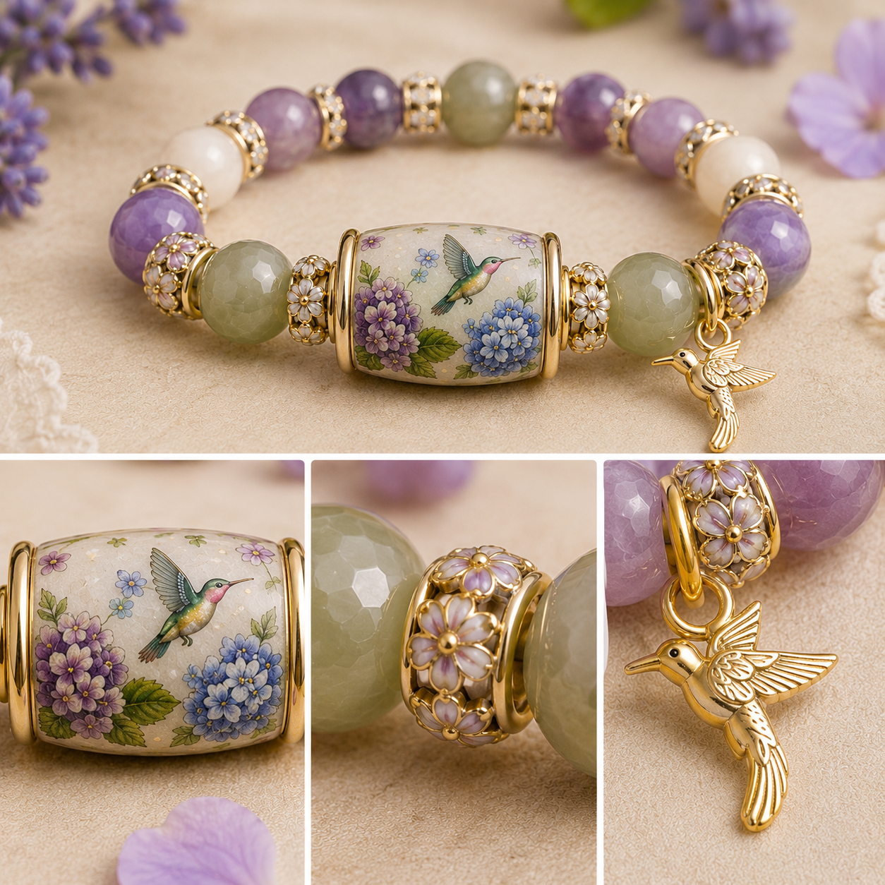 💜Hummingbird Garden Faith Bracelet