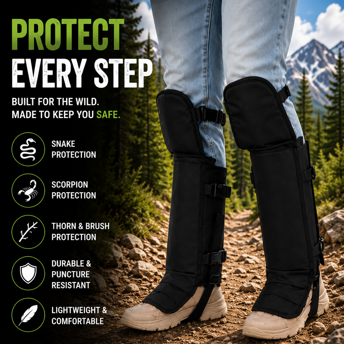 Unisex Adjustable Outdoor Snake-Resistant Leg Gaiters