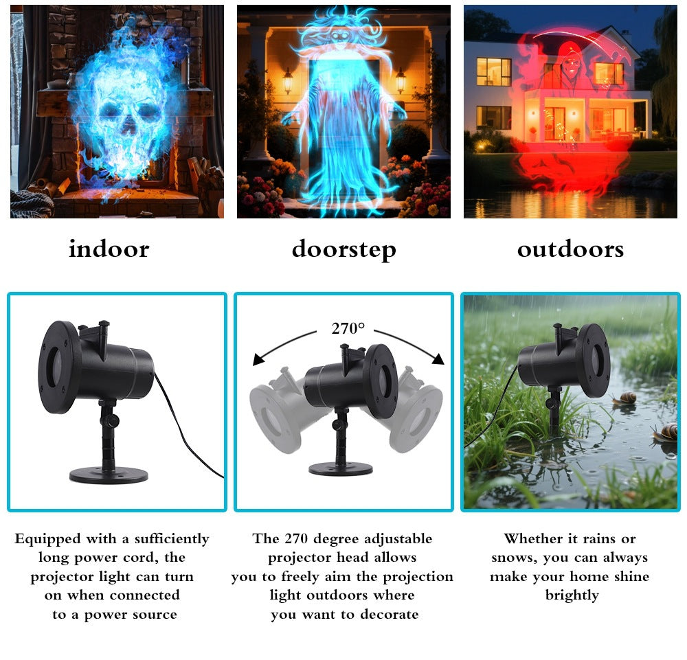 🎃 Halloween Skull Dynamic Light 10 Unique HD Projection Patterns