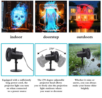 🎃 Halloween Skull Dynamic Light 10 Unique HD Projection Patterns