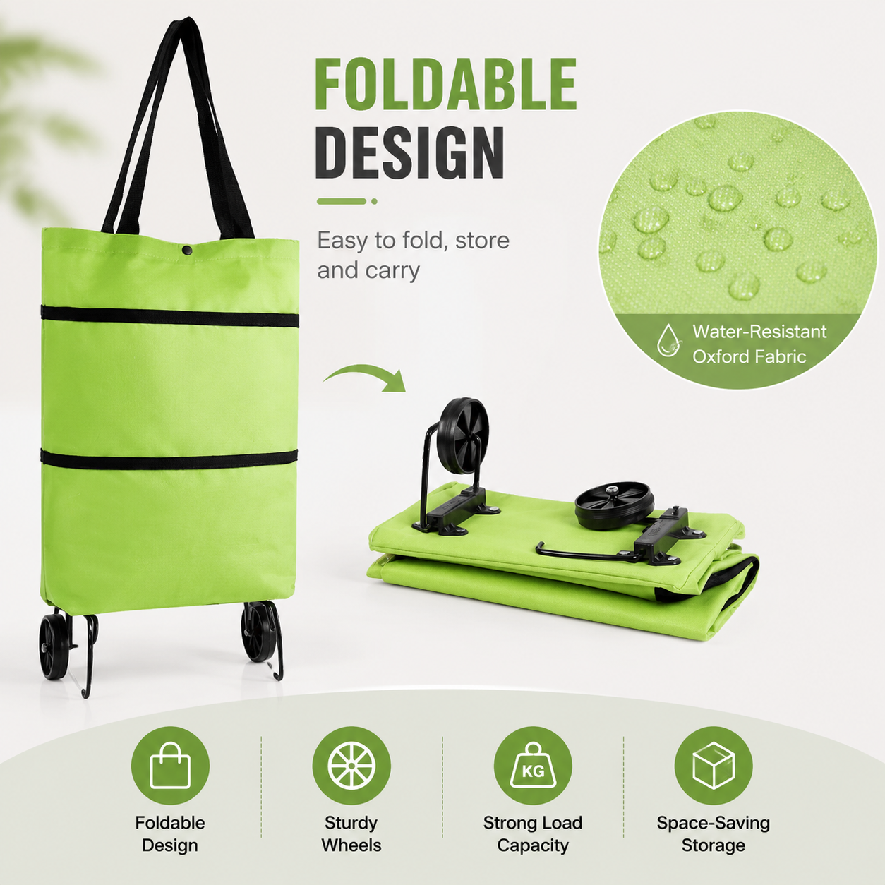 Foldable Trolley Grocery Bag 30L