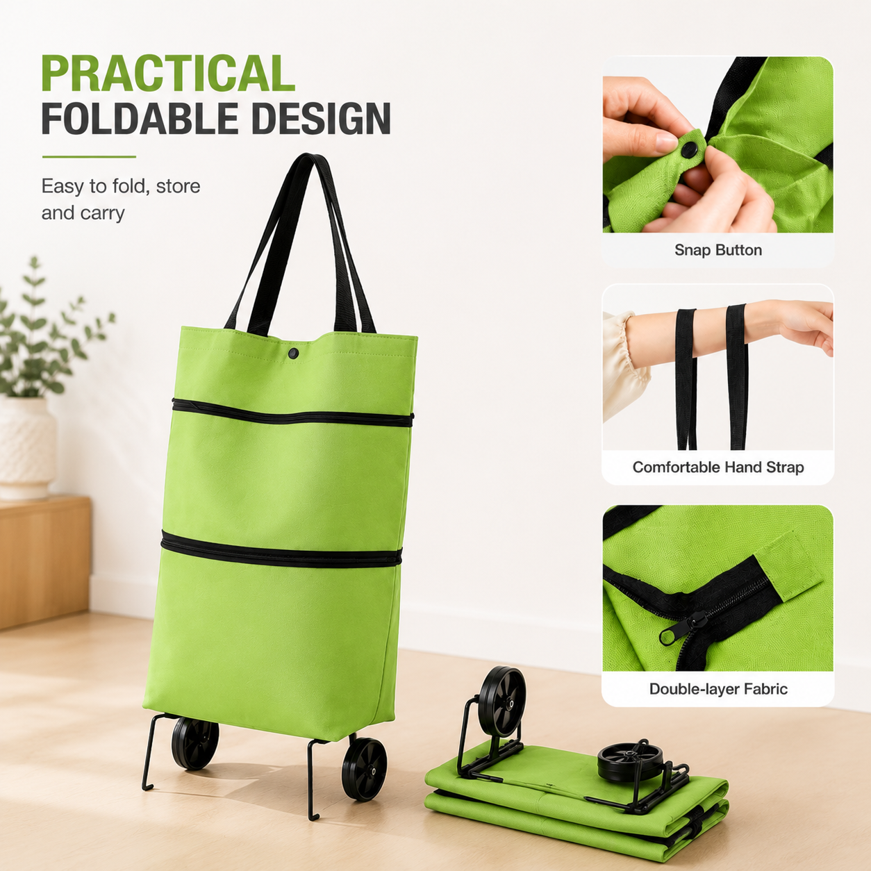 Foldable Trolley Grocery Bag 30L