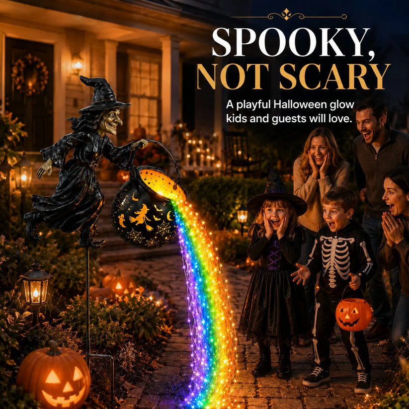 Halloween Witch Cauldron Garden Lamp