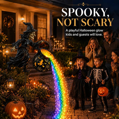Halloween Witch Cauldron Garden Lamp