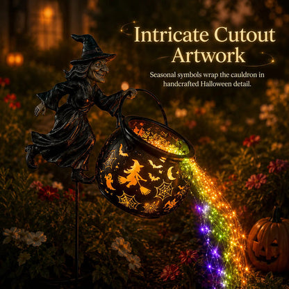 Halloween Witch Cauldron Garden Lamp