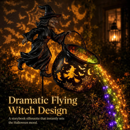 Halloween Witch Cauldron Garden Lamp