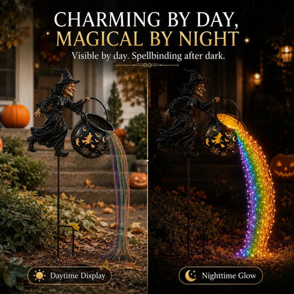 Halloween Witch Cauldron Garden Lamp