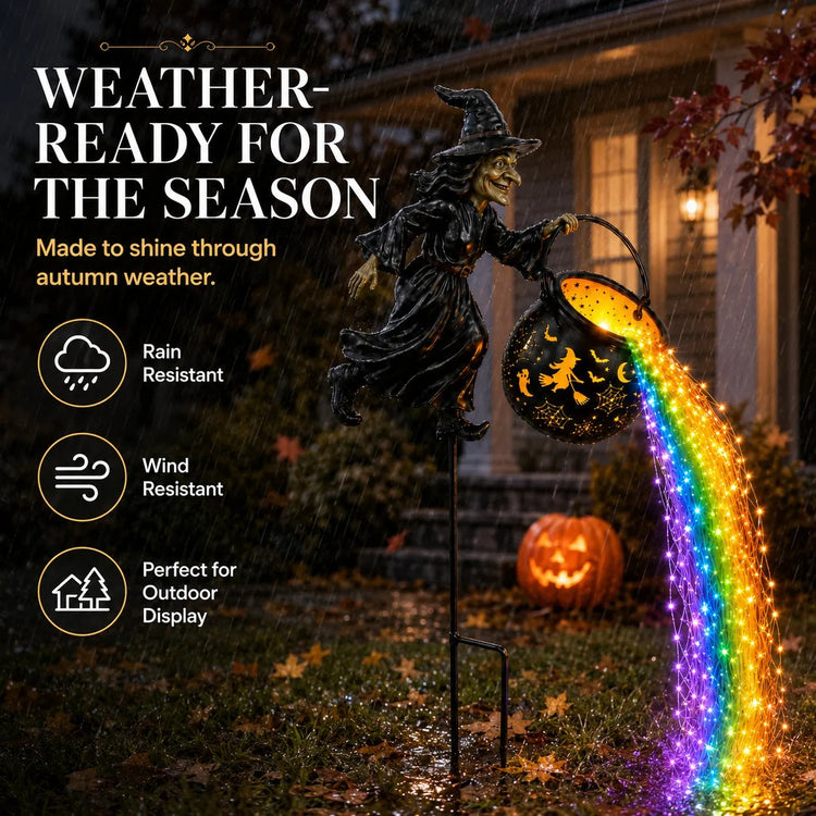 Halloween Witch Cauldron Garden Lamp