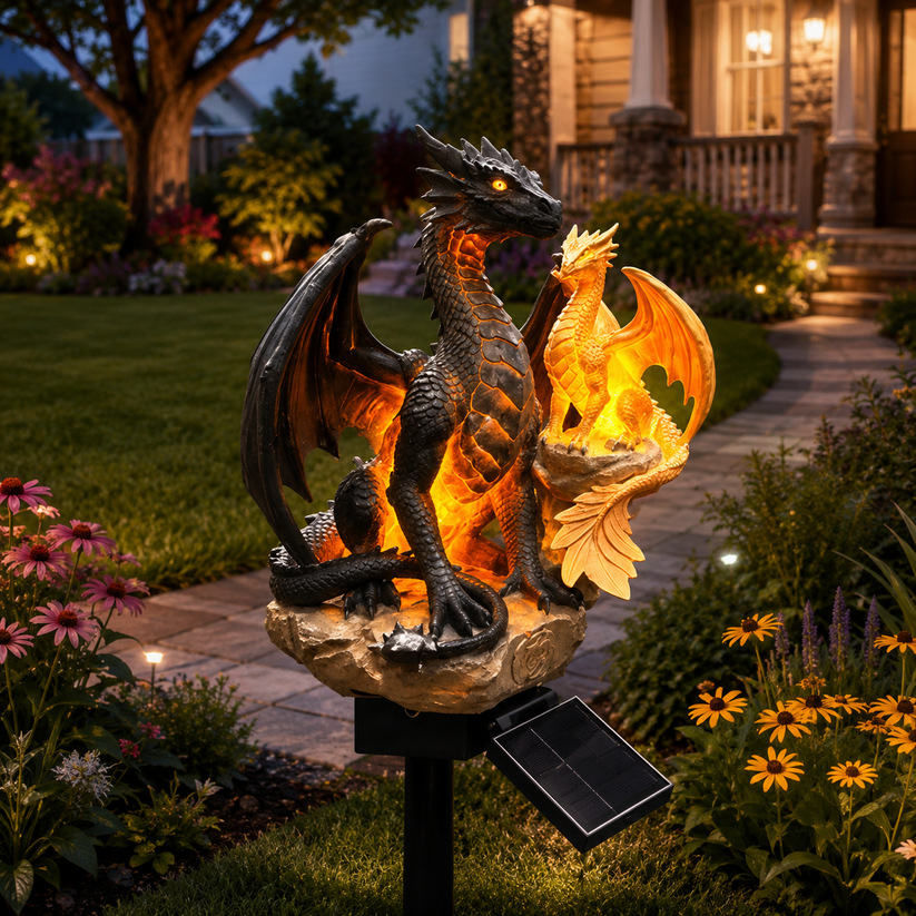 🐉 Solar Dragon Garden Light Set – 2-Piece Fantasy Outdoor Decor