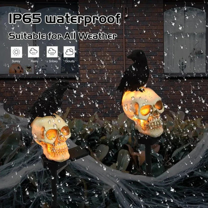 Halloween Skull Raven Light Yard Decor
