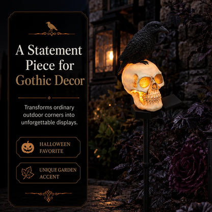 Halloween Skull Raven Light Yard Decor