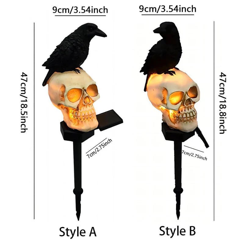 Halloween Skull Raven Light Yard Decor