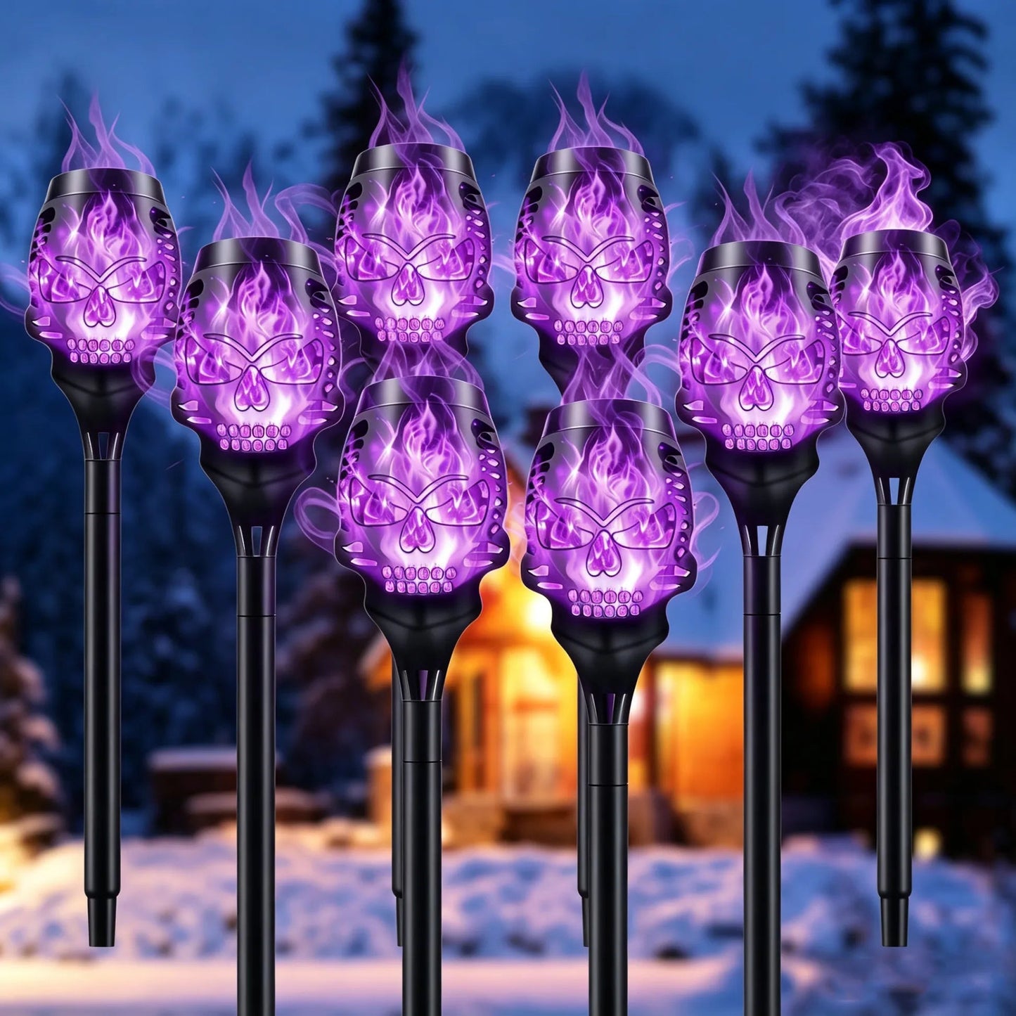 💀 Halloween Solar Skull Flame Lights